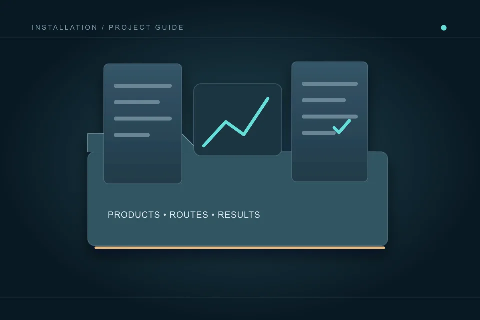 A handover folder brings product information, route imagery and actual result records together.