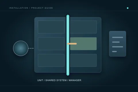 A highlighted unit connects to a common riser, with manager coordination and a separate approval record.