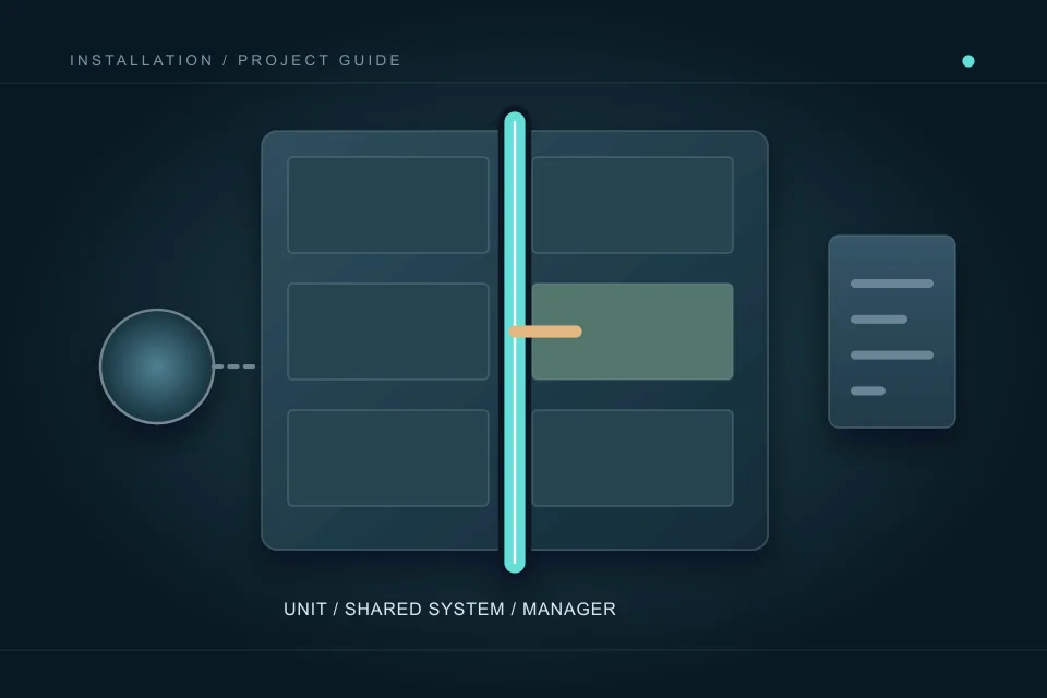 A highlighted unit connects to a common riser, with manager coordination and a separate approval record.