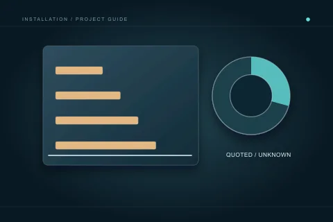 A ledger of supplied quote amounts beside a ring separating known work from unresolved allowances.